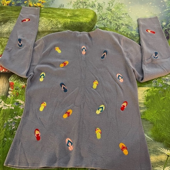 Mercer & Madison Thong/Slipper/Flipflops Embroidered Cardigan, Blue, Medium, GUC - Picture 7 of 7